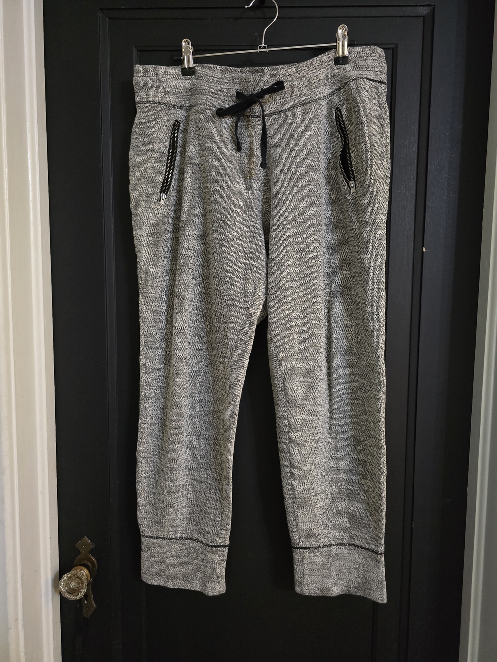 aerie Gray Heather Drawstring Joggers with Black Trim
